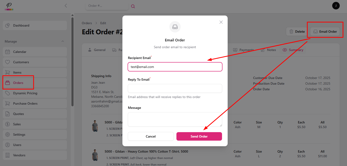 Payment settings interface showing ACH and credit card options